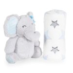 Бебешко одеяло 90/75 cm с играчка Elephant blue