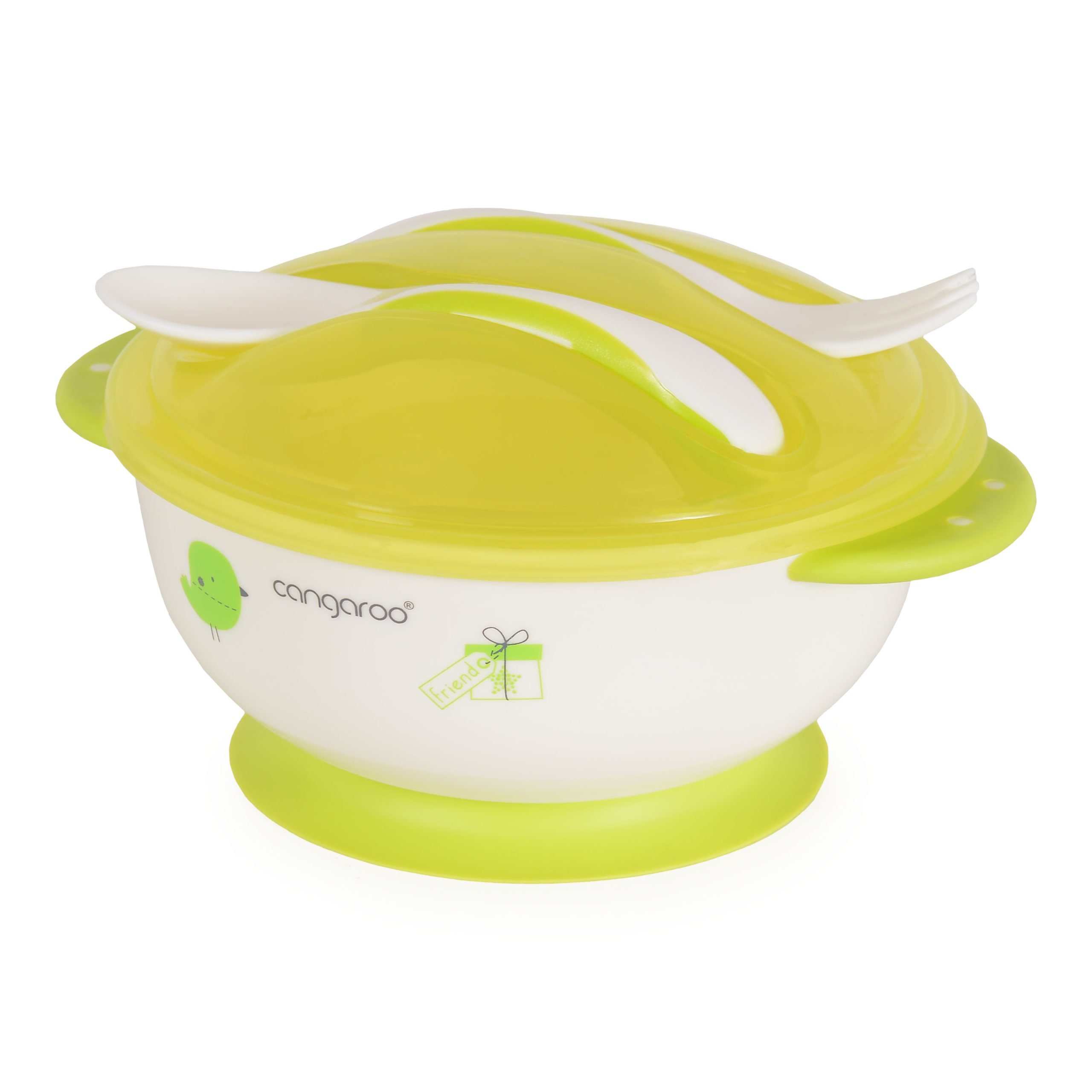 image Купа за храна с лъжица и вилица F1301 зелен - Image 1