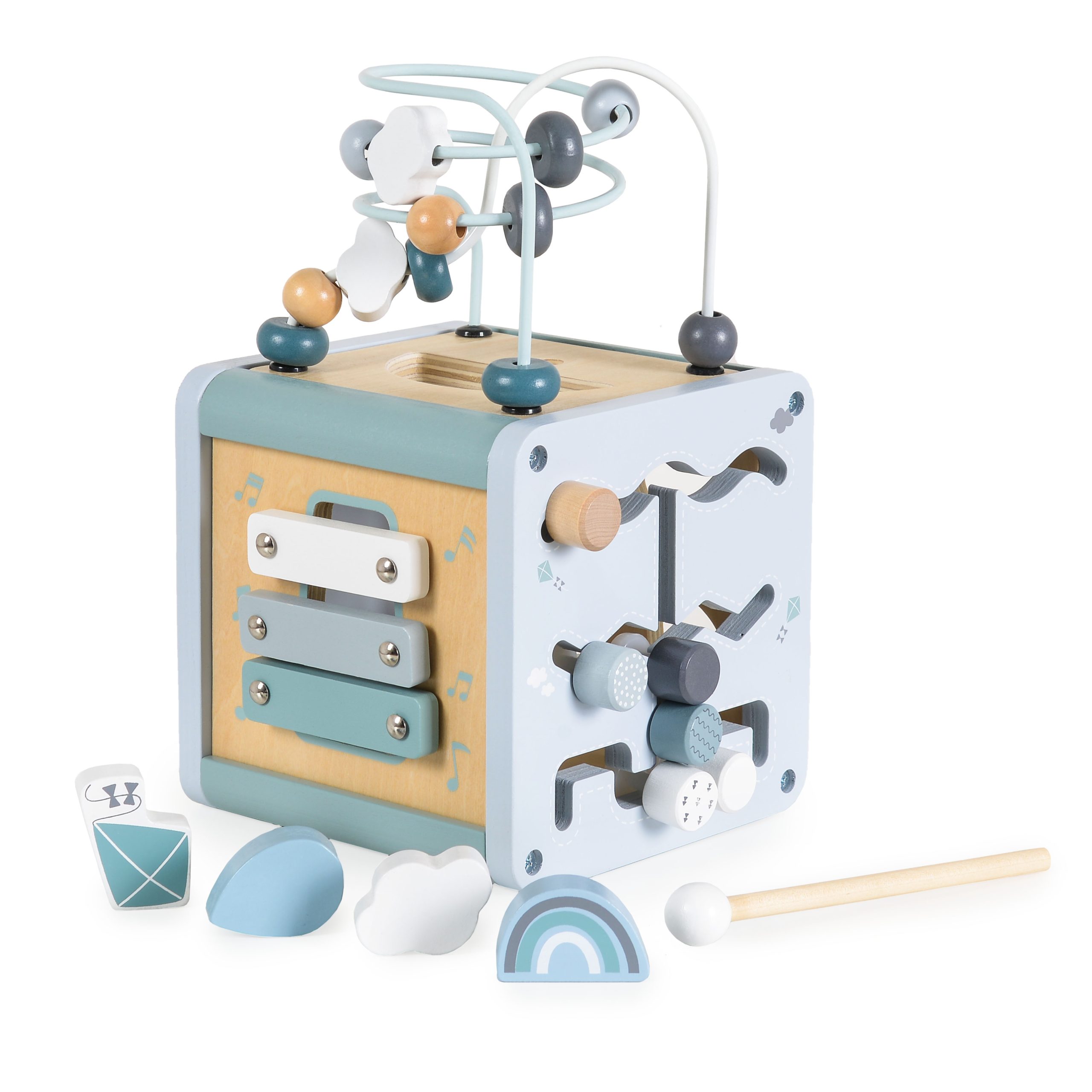 image Дървен активен куб W11B316-син - Image 1