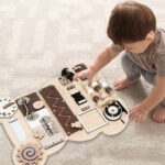 Дървен Бизи Борд Мече GINGER HOME, Монтесори Дъска за Фина Моторика, 30x39 см - Image 8