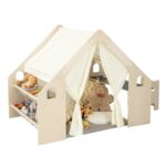 Детска Дървена Къща за Игра 6 в 1 GINGER HOME – Стол, Маса, Черна Дъска, Органайзер, Тента и Мека Подложка - Image 2