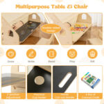 Детска Дървена Къща за Игра 6 в 1 GINGER HOME – Стол, Маса, Черна Дъска, Органайзер, Тента и Мека Подложка - Image 5