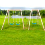 Детска Дървена Люлка GINGER HOME, 156x200x201 см, Безопасна Игра на Открито - Image 8