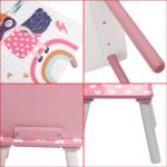 Детска Дървена Маса с 2 Столчета, Комплект за Учене, Игра, Рисуване, Хранене, Бяло, Розово - SUPER GIRL - Image 7