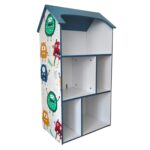 Детска етажерка GINGER HOME - Къщичка MONSTER, Синя за съхранение на играчки и книжки