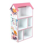 Детска етажерка GINGER HOME - Къщичка SUPER GIRL, Розова за съхранение на играчки и книжки