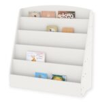 Детска Етажерка GINGER HOME, Органайзер с Рафтове за Книжки и Списания, Дървена, Бяла, 80х30х80 см.
