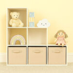 Детска Етажерка, Органайзер за Играчки, GINGER HOME с 6 Отделения и Текстилни Кутии, Бяла, Монтесори Мебел - Image 4