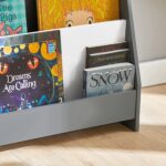 Детска Етажерка за Книжки и Списания, Библиотека с Рафтове, Дървена Секция - Бяло и Сиво - Image 6