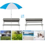 Детска Градинска Маса 3 в 1 GINGER HOME, Чадър с Регулируема Височина, Подвижен Плот за Активни Игри на Открито - Image 7