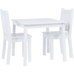 Детска Маса със Столчета, Комплект от Дърво,за Учене, Рисуване, Игра и Хранене, за Детска Стая, Бял - Image 7