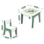 Детска Масичка със Столчета 4 в 1 GINGER HOME, 2 Плота, Черна дъска и Плот за Редене на Конструктори тип LEGO, Forest - Image 6