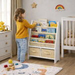 Детски Дървен Органайзер 2 в 1, Етажерка за Книжки и Кутии за Съхранение на Играчки - Image 5