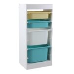 Детски Шкаф GINGER HOME, Етажерка за Играчки с 4 Кутии за Съхранение, Бял - Image 2
