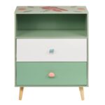 Детски Шкаф за Играчки и Дрехи GINGER HOME, Етажерка за Детска Стая с 2 чекмеджета, Мече, FOREST - Image 3