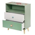 Детски Шкаф за Играчки и Дрехи GINGER HOME, Етажерка за Детска Стая с 2 чекмеджета, Мече, FOREST - Image 5