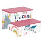 Детско Столче GINGER HOME, Дървено Стъпало на 2 Нива, Стълба за Детска Стая, розово, SUPER GIRL - Image 2