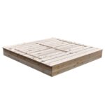 Голям Детски Пясъчник с Пейки и Сгъваем Капак GINGER HOME 157x157x21см, Дървен - Image 3