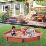 Голям Детски Пясъчник GINGER HOME, Дървен OCTAGON, Водоустойчиво Покривало, 199х199х23 см. - Image 3