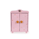 Дървен гардероб за кукли с 3 закачалки розов - Image 5