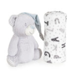 Бебешко одеяло 90/75 cm с играчка Grey bear