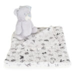 Бебешко одеяло 90/75 cm с играчка Grey bear - Image 3