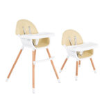 Дървен стол за хранене Gelato 2в1 бежов - Image 3