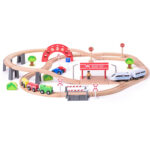 Комплект дървен влак и електрически локомотив, 60 части - Image 2