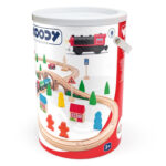 Комплект дървен влак и локомотив с батерии в кутия, 40 части - Image 4