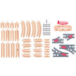 Комплект дървени релси с разклонение, 50 части