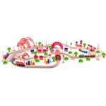 Kомплект дървени влакчета с релси и аксесоари, 130 части - Image 2