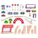 Комплект дървен влак и електрически локомотив, 60 части - Image 3