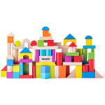 Дървен цветен конструктор в кофа, 100 части - Image 2