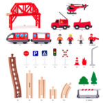 Дървен влак с релси Пожарникари, 60 части - Image 4