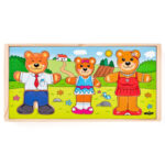 Дървен пъзел в кутия Мечета с дрехи, 54 елемента