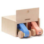 Дървен комплект от 2 колички с гараж