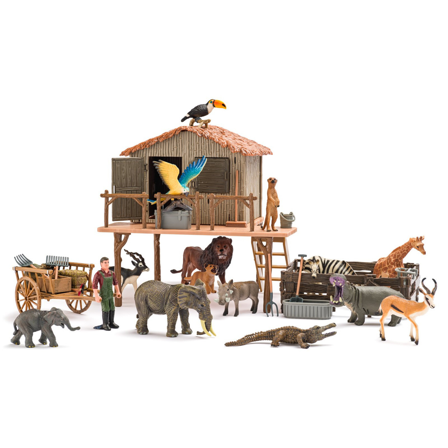 Къща в Африка с животни и аксесоари, 61 части