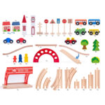 Дървен влак с релси, мост и гара, 90 части - Image 3