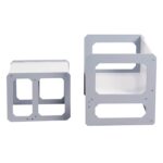 Монтесори Детска маса и Столче GINGER HOME, Дървен Комплект 3 в 1, бяло и сиво - Image 8