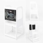 Монтесори Кула GINGER HOME, Образователно Столче с Черна Дъска и Регулируема Височина, Бяла, за Деца от 1-4 години - Image 6