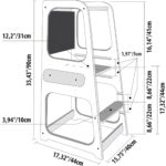 Монтесори Кула GINGER HOME, Образователно Столче с Черна Дъска и Регулируема Височина, Бяла, за Деца от 1-4 години - Image 7