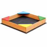 Детски дървен пясъчник GINGER HOME с 4 седалки – 90x90 см, за двор и градина - Image 5