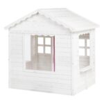 Детска Дървена Къщичка за Игра GINGER HOME – Градинска Къща с Прозорци и Саксии, Бяла, 123×106×125 см - Image 3