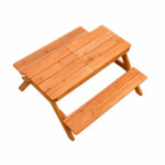 Детска Дървена Маса с Пейки и Пясъчник GINGER HOME – 2в1, Повдигащ се Плот, 90x86x50 см - Image 5