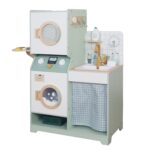 Детска Дървена Пералня 3 в 1 с Мивка с Течаща Вода и Сушилня GINGER HOME, 86×32×90 см - Image 3