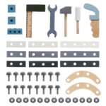 Детска Дървена Работилница с Инструменти, GINGER HOME, Синя, 46х26х67cm - Image 4