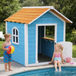 Детска Дървена Къщичка за Игра GINGER HOME – За Ролеви Игри, Двор и Градина, Синя, 118×138×132.5 см - Image 7