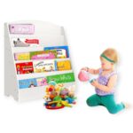 Детска Етажерка GINGER HOME, Органайзер с Рафтове за Книжки и Списания, Дървена, Бяла, 80х30х80 см. - Image 8