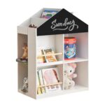 Детска Етажерка за Играчки и Книги GINGER HOME, Къща с Рафтoве и Дъска за Рисуване, Монтесори, Бяла, 72.5x40x95.8 см - Image 4
