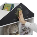 Детска Етажерка за Играчки и Книги GINGER HOME, Къща с Рафтoве и Дъска за Рисуване, Монтесори, Бяла, 72.5x40x95.8 см - Image 5